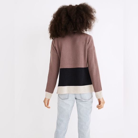 Madewell Glenbrook Half-Zip Pullover Sweater in Colorblock Women’s Size Large - Picture 4 of 10